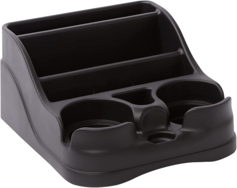 Moblorg Small Center Console for Cars, Trucks, Minivans, SUVs, Vehicle Organizer, Cup Holders, Recycled Plastic, Made in USA (Black) - Image 1